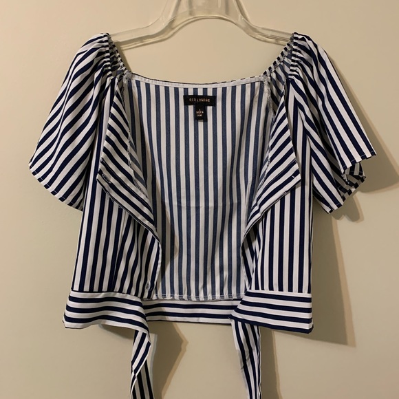 QED LONDON Stripped Tie Up Front Top size Large - Picture 6 of 14